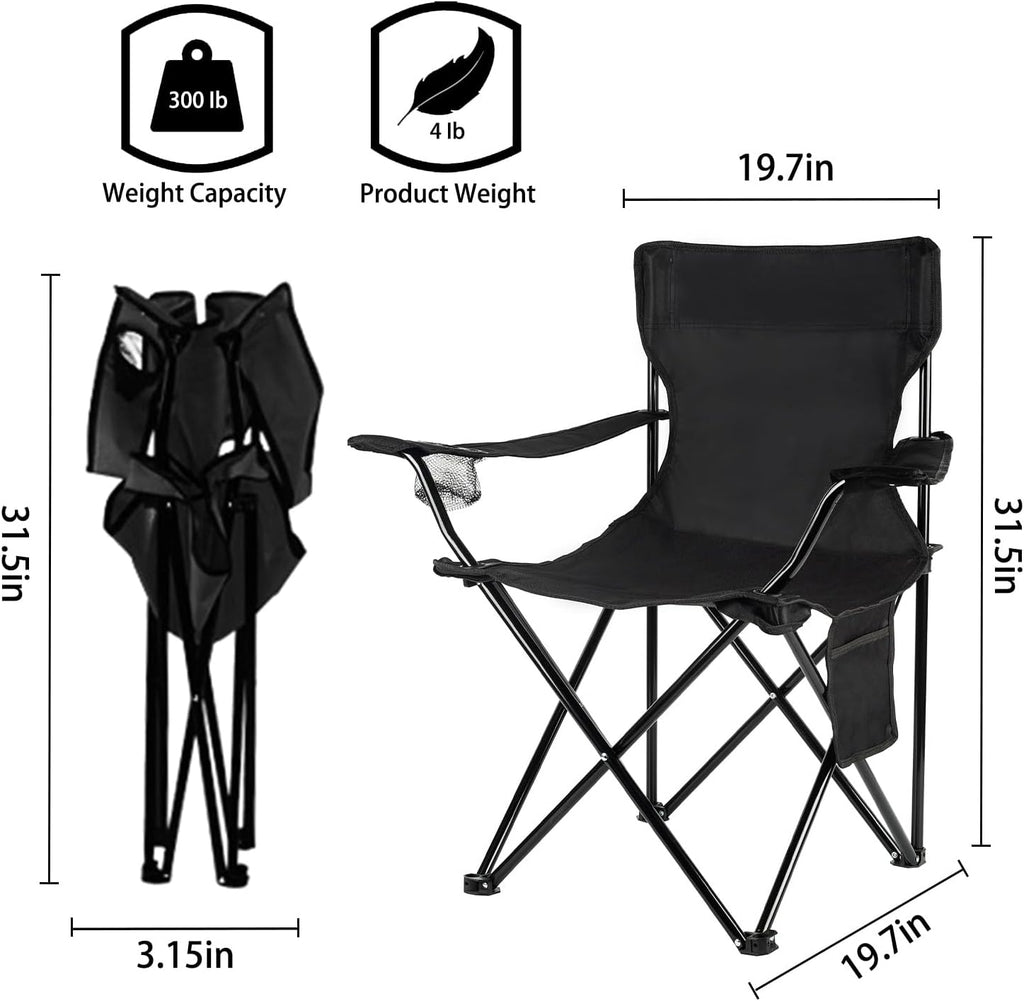 Premium Folding Camping Chair, Heavy-Duty Sturdy Outdoor Chair for Beach Lawn Yard